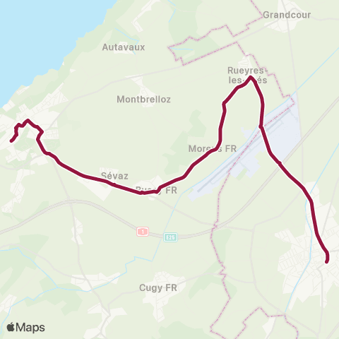 TPF - Transports publics fribourgeois Estavayer-le-Lac, gare rout. - Payerne, gare map