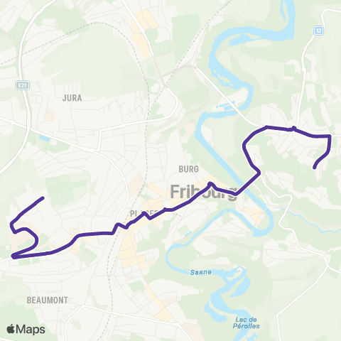 TPF - Transports publics fribourgeois Fribourg, Musy 4 - Fribourg, Guintzet map