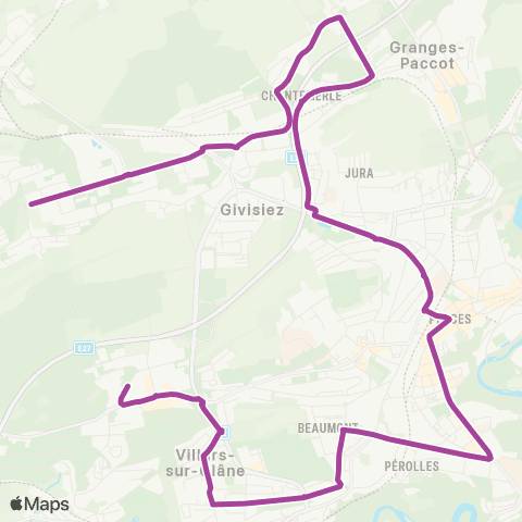 TPF - Transports publics fribourgeois Givisiez, La Faye - Villars-sur-Glâne, Coulat map