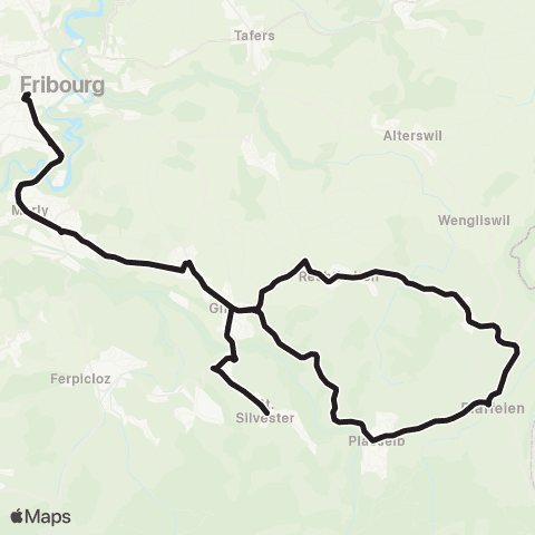 TPF - Transports publics fribourgeois Fribourg/Freiburg, gare rout. - Fribourg/Freiburg, gare rout. map
