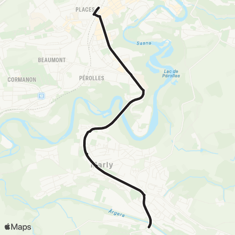 TPF - Transports publics fribourgeois Fribourg/Freiburg, gare rout. - Marly, Gérine map
