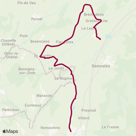 TPF - Transports publics fribourgeois Châtel-St-Denis, gare - La Verrerie, gare map