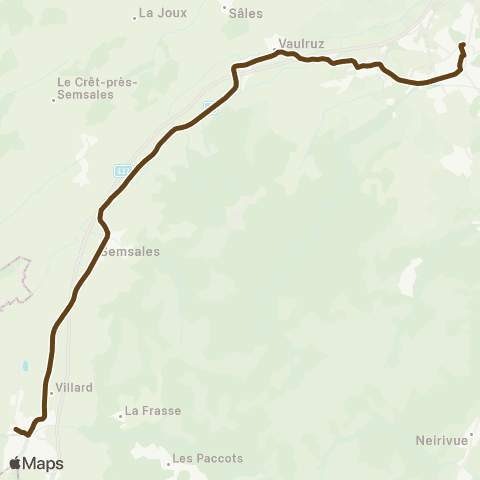 TPF - Transports publics fribourgeois Châtel-St-Denis, gare - Bulle, Château-d'en-Bas map