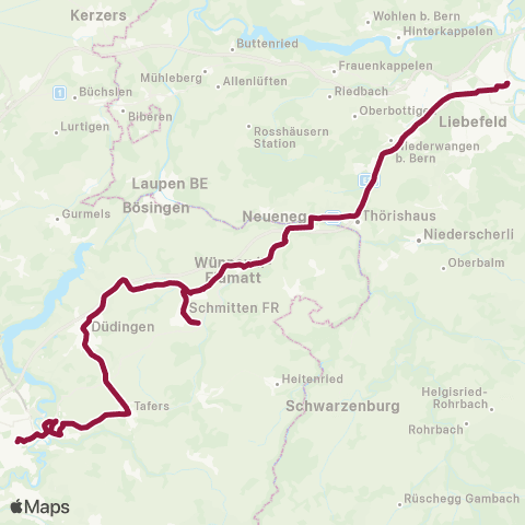 TPF - Transports publics fribourgeois Bern, Bahnhof - Fribourg/Freiburg, gare rout. map