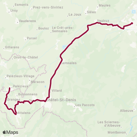 TPF - Transports publics fribourgeois Bulle, gare routière - Palézieux, gare map