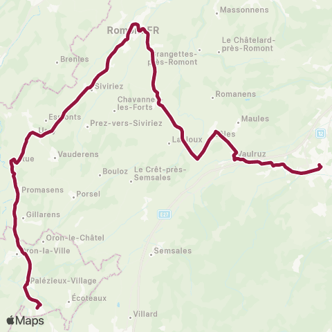 TPF - Transports publics fribourgeois Bulle, gare routière - Palézieux, gare map
