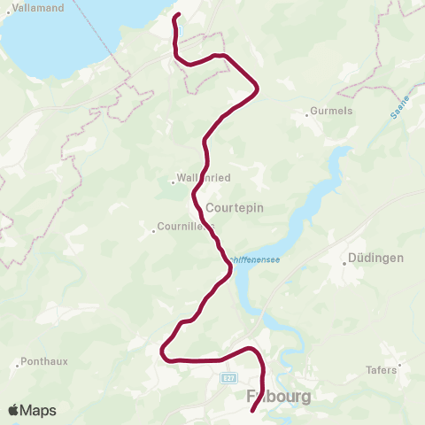 TPF - Transports publics fribourgeois Pensier - Fribourg/Freiburg map