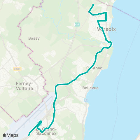 tpg - Transports publics genevois Versoix, Ctre sportif - Genève-Aéroport, Terminal map