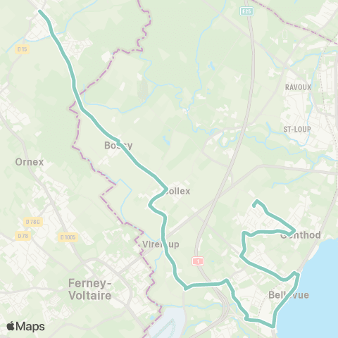 tpg - Transports publics genevois Genthod, Les Hauts - Bossy map