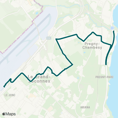 tpg - Transports publics genevois Genève-Aéroport, Terminal - Chambésy, Plage du Vengeron map