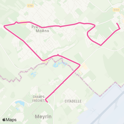 tpg - Transports publics genevois Ferney, mairie - Meyrin, Gravière map