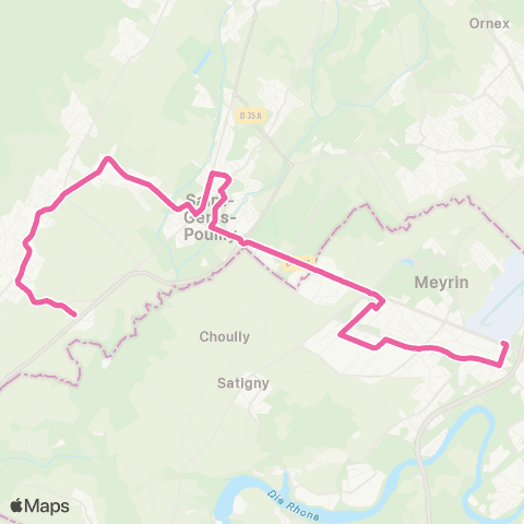 tpg - Transports publics genevois Thoiry, Ctre comm. - Vernier, Blandonnet map