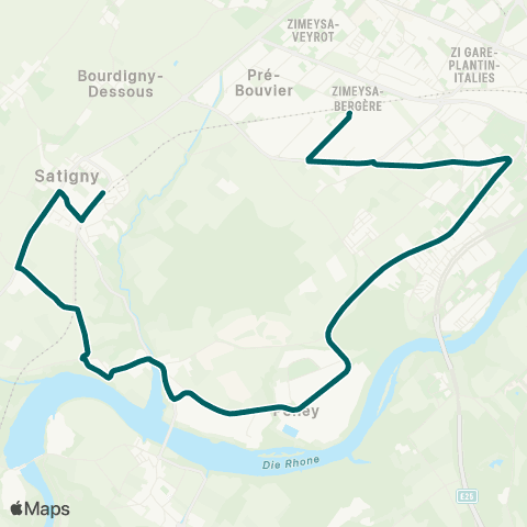 tpg - Transports publics genevois Satigny, gare - Zimeysa, gare map