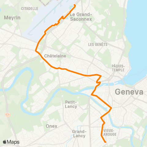 tpg - Transports publics genevois Carouge GE, Rondeau - Grand-Saconnex, Fret map