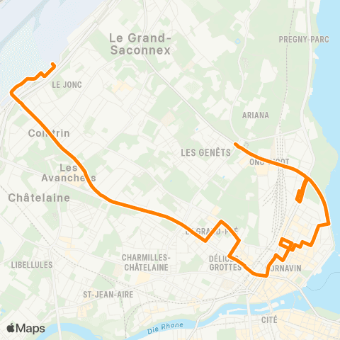 tpg - Transports publics genevois Genève, Nations - Genève-Aéroport, Terminal map