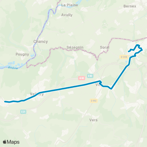 tpg - Transports publics genevois Vulbens, Chef-Lieu - St-Julien, Lycée De Staël map