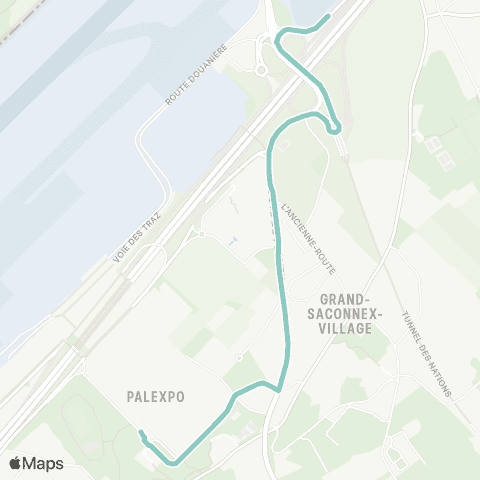 tpg - Transports publics genevois Grand-Saconnex, Palexpo - Grand-Saconnex, Tunnel Routier map
