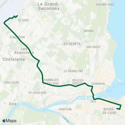 tpg - Transports publics genevois Genève-Aéroport, Terminal - Genève, Rive map