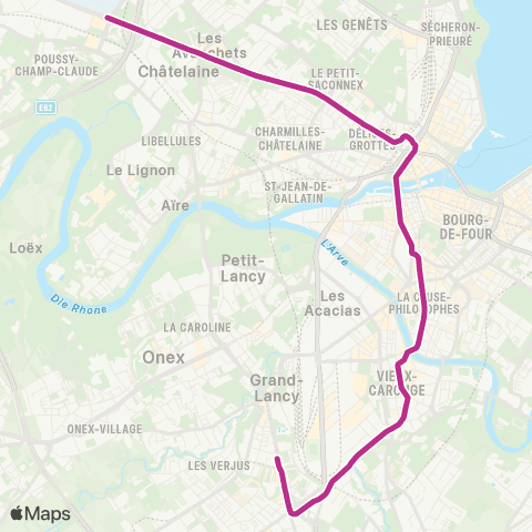 tpg - Transports publics genevois Meyrin, CERN - Grand-Lancy, Palettes map