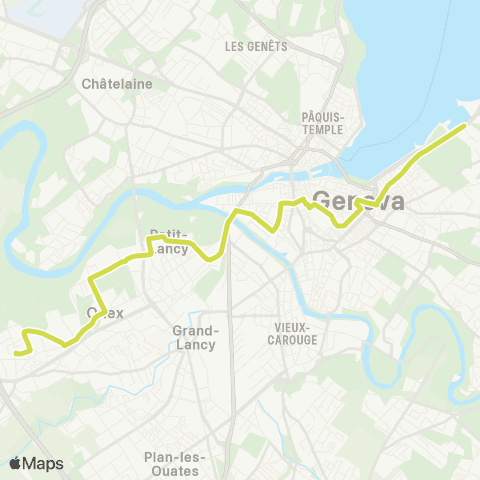 tpg - Transports publics genevois Genève, Plage - Bernex, Cressy map