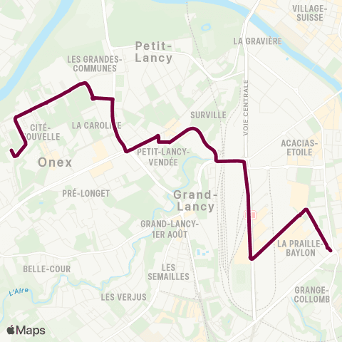 tpg - Transports publics genevois Onex, cité - Carouge GE, Rondeau map
