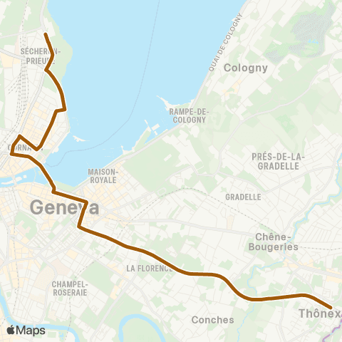 tpg - Transports publics genevois Thônex, Vallard - Genève, Jardin Botanique map