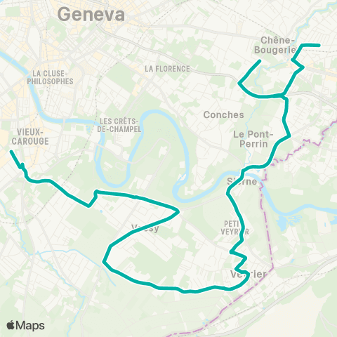 tpg - Transports publics genevois Chêne-Bourg, gare-Pl. - Carouge GE, Tours map