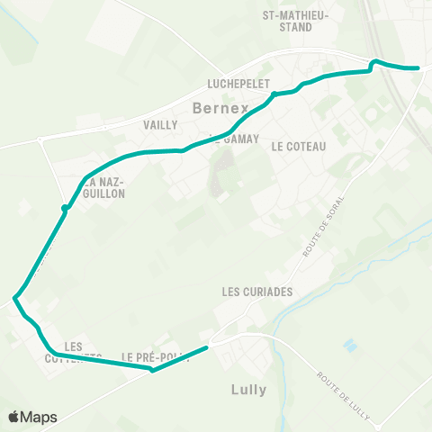 tpg - Transports publics genevois Confignon, croisée - Bernex, Lully croisée map