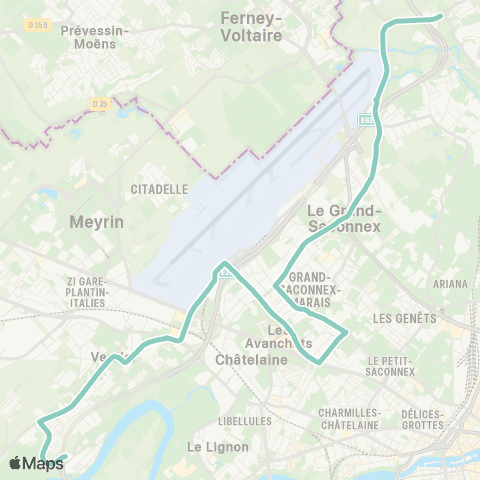 tpg - Transports publics genevois Vernier, Parfumerie - Bellevue GE, Valavran map