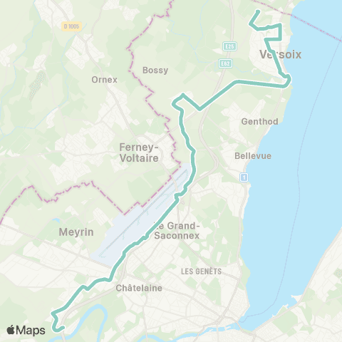 tpg - Transports publics genevois Vernier, Parfumerie - Versoix, Ctre sportif map