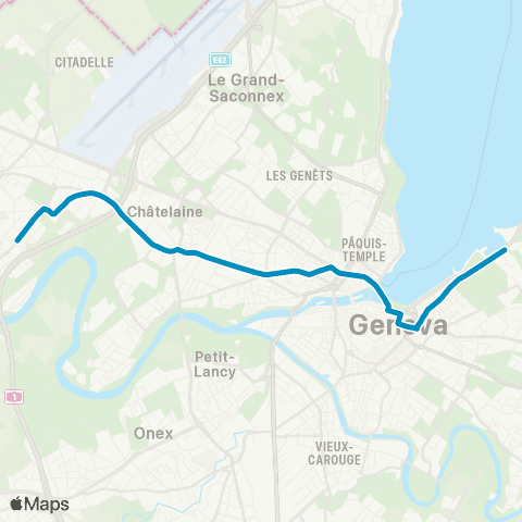 tpg - Transports publics genevois Genève, Plage - Vernier, village map