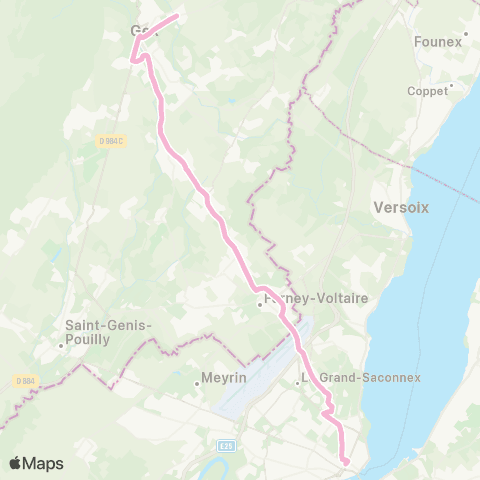 tpg - Transports publics genevois Genève, gare Cornavin - Gex, L'Aiglette map