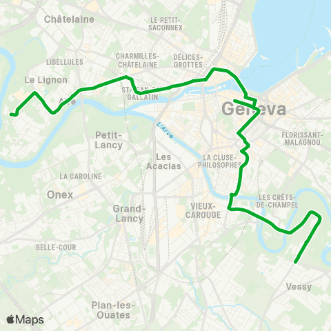 tpg - Transports publics genevois Vessy, Grands-Esserts - Vernier, Lignon Tours map
