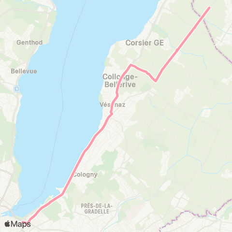 tpg - Transports publics genevois Genève, Rive - Veigy, douane (F) map