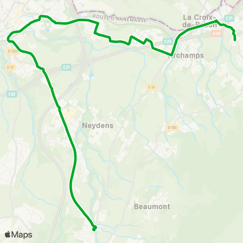 tpg - Transports publics genevois Collonges, Bourg d'en Haut - Beaumont, Le Châble map