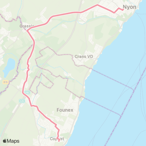 Transports Publics de la Région Nyonnaise Crassier - Coppet - Chavannes-des-Bois map