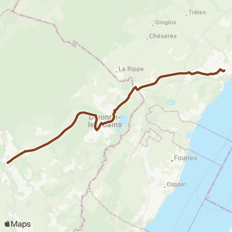 Transports Publics de la Région Nyonnaise Nyon - Divonne-les-Bains - Gex map