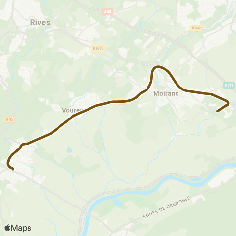Transports du Pays Voironnais Tullins Gare SNCF - Moirans P. Béghin map
