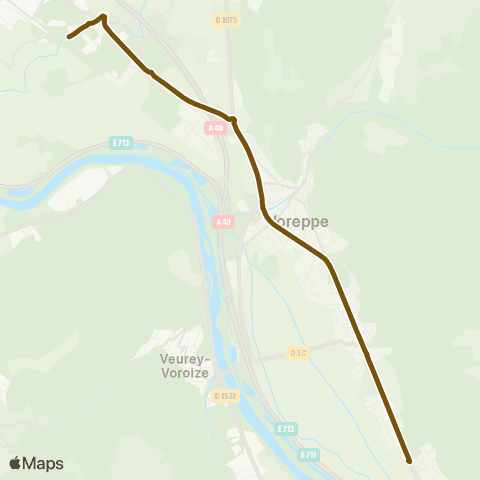 Transports du Pays Voironnais Fontanil Croix Rochette - Moirans Béghin map