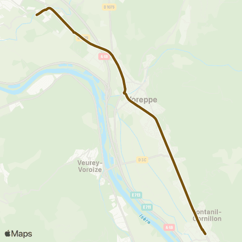 Transports du Pays Voironnais Moirans Béghin - le Fontanil F. Dolto map