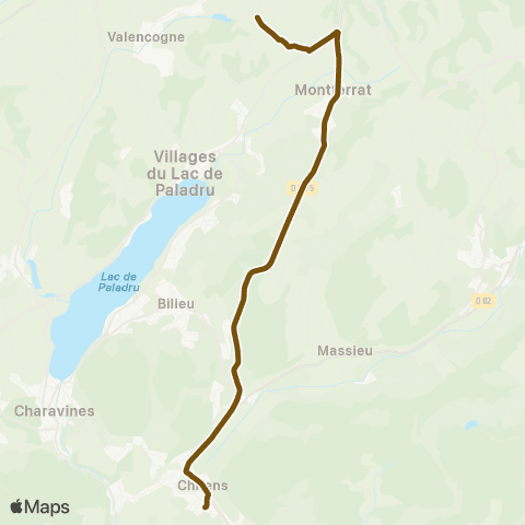 Transports du Pays Voironnais Paladru Trois Chênes - Chirens Collège map
