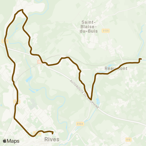 Transports du Pays Voironnais Reaumont H. ferroviaire - Rives Desnos map