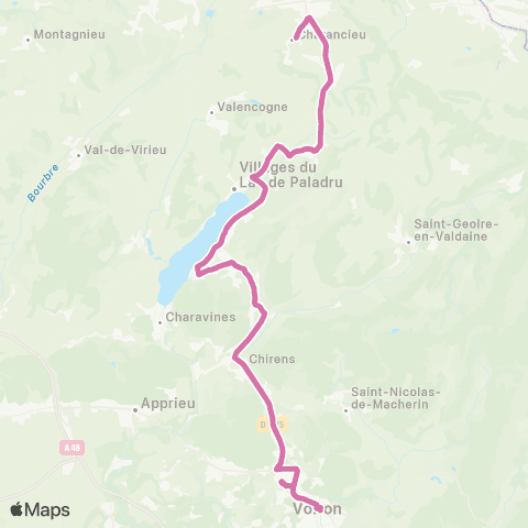 Transports du Pays Voironnais Charancieu - Voiron Gare Nord map