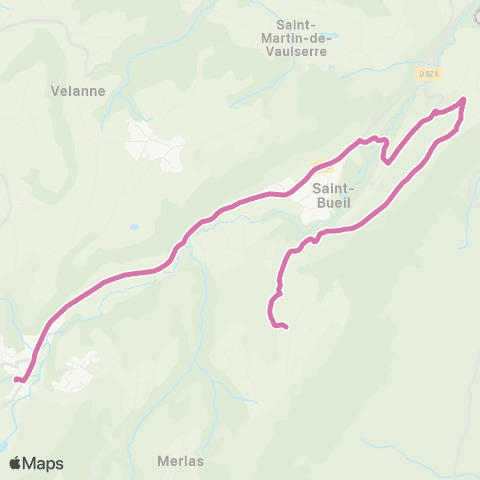 Transports du Pays Voironnais Velanne la Sauge - Voiron Gare Nord map