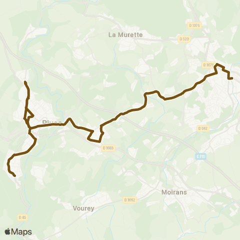 Transports du Pays Voironnais Rives Maladière - Voiron Gare Nord map