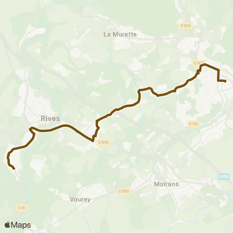 Transports du Pays Voironnais Renage Pl Cardinale - Voiron Gare Sud map