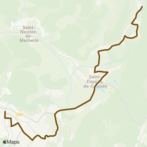 Transports du Pays Voironnais Crossey Gatelière - Voiron Gare Sud map