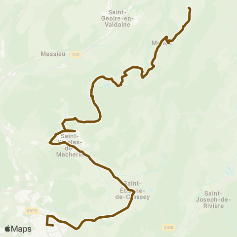 Transports du Pays Voironnais Merlas Picoudière - Voiron Gare Sud map