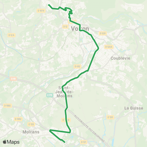 Transports du Pays Voironnais Moirans Gare - Hôpital Voiron map