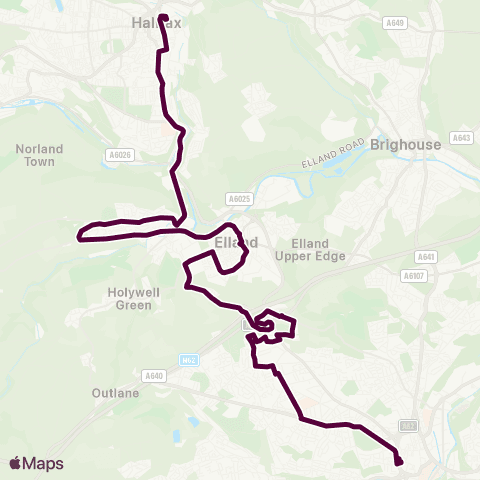 Team Pennine Halifax Bus Sta - Huddersfield Bus Sta map